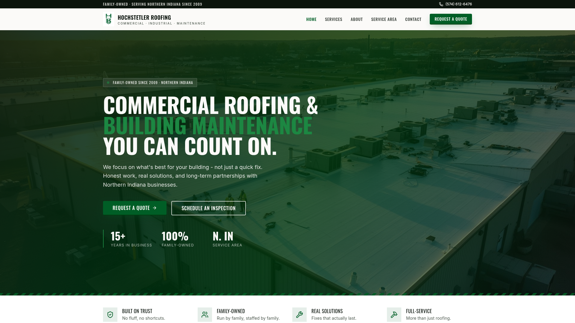 Hochstetler Roofing website